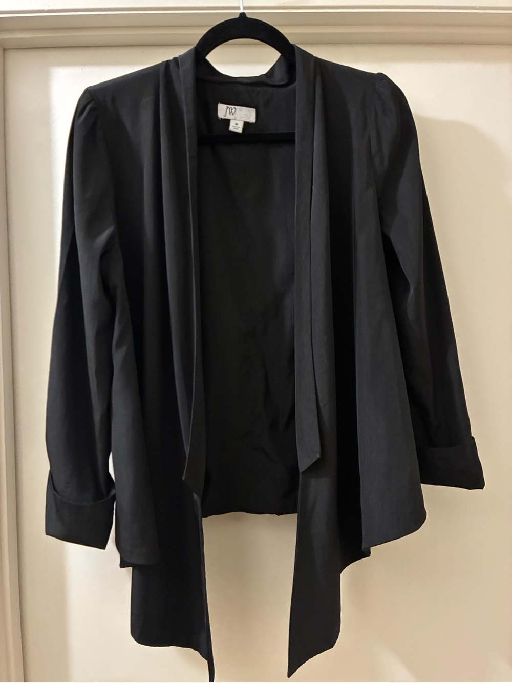 JW Women's Black Open-Front Draped Jacket Blazer Medium